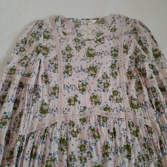Matilda Jane Women's Size M Pink Floral Like A Lady Bohemian Crochet Tunic Top - Picture 6 of 12